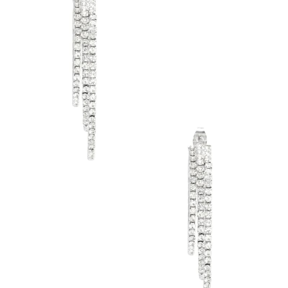 New GUESS Layered Rhinestone Hoop Earrings - Picture 2 of 2